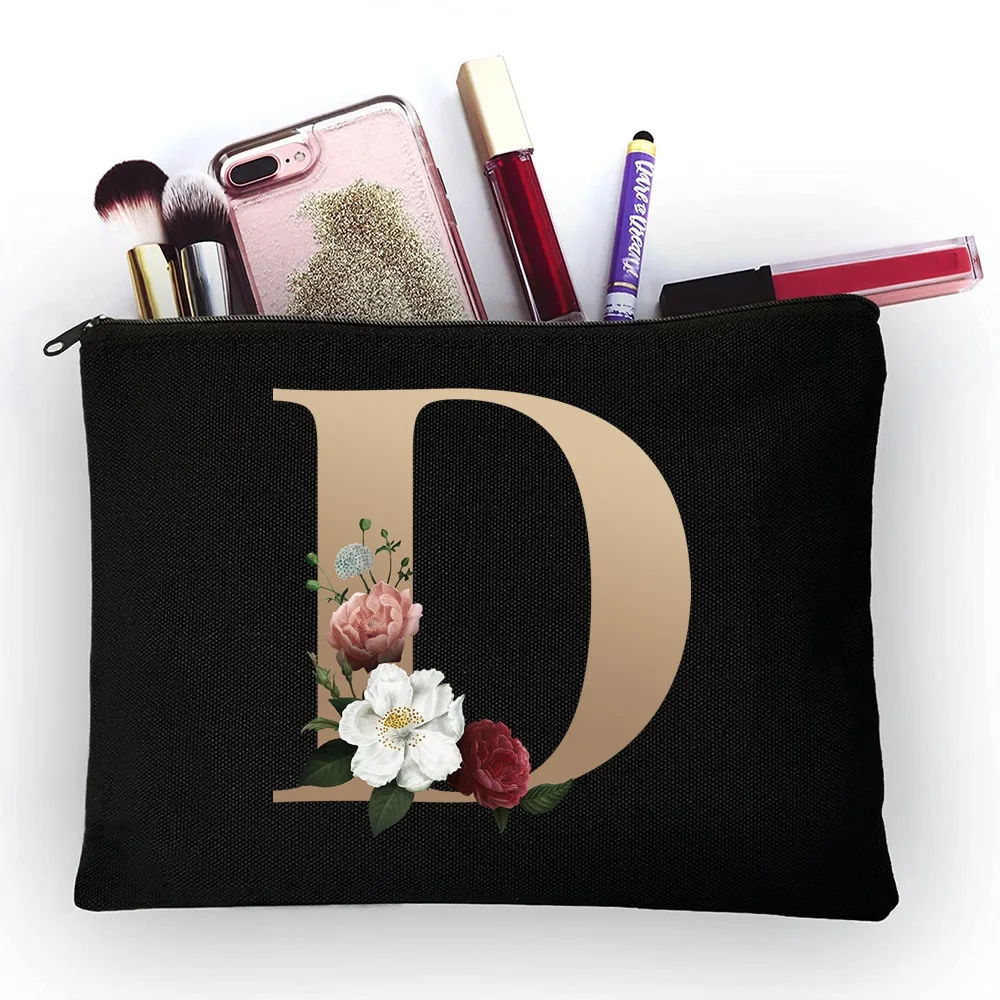 Girl Makeup Bag Golden Letter Pattern Classic Organizer Bag Pouches for Travel Bags Pouch Women's Cosmetic Bag Girl Makeup Bag Golden Letter Pattern Classic Organizer Bag Pouches for Travel Bags Pouch Women's Cosmetic Bag