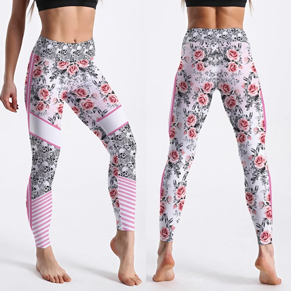 Spandex High Waist Women Digital Printed Fitness Leggings Push Up Sport GYM Leggings 