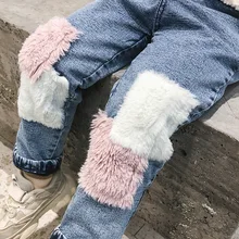 Джинсы для девочек г. Весна-осень, стиль, корейский стиль, Детские повседневные длинные штаны контрастного цвета