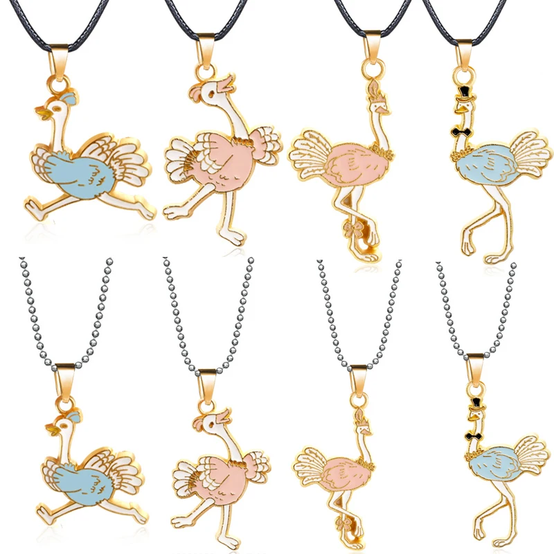 Cute Bird Ostrich Necklace Flamingo Shape Pendant Choker Chain Women Jewelry Collares Birthday New Year Gift | Украшения и