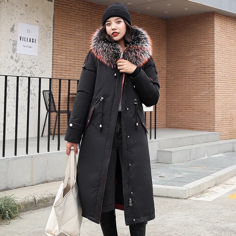 

2019 Snow winter jacket women fur casual with big fur collar Winter down cotton parka outwear female Hooded thick warm Coat MY11