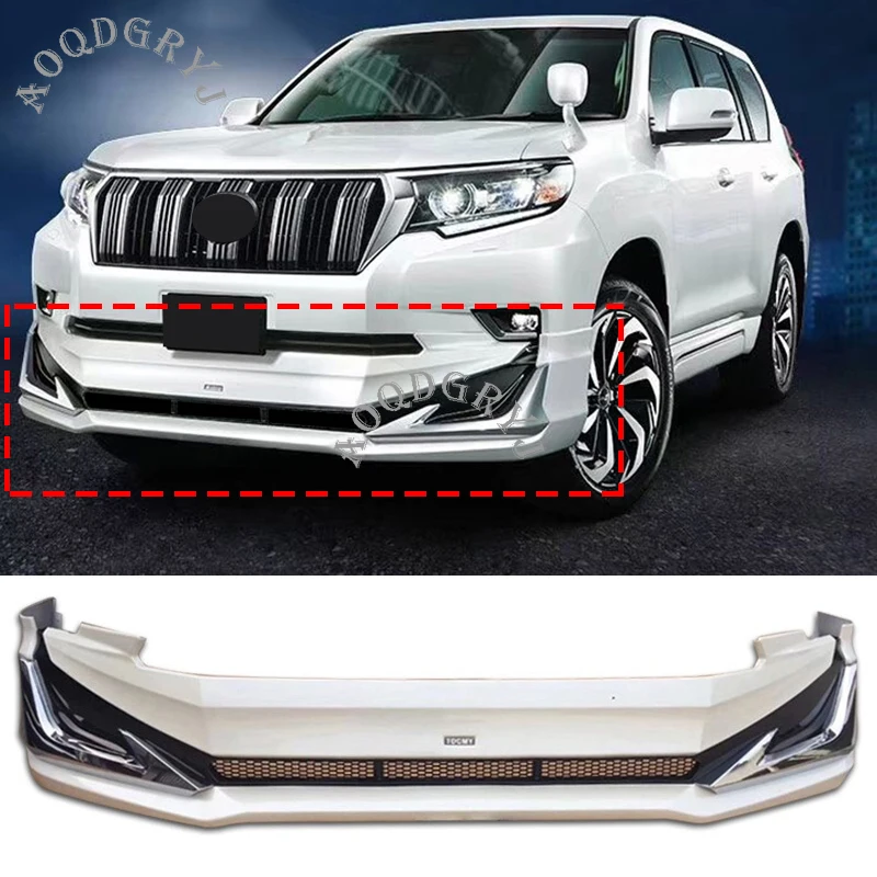 Pearl White Front Bumper Lip Splitter Protection Trim Kit For Toyota Land Cruiser Prado fj150- Car Styling Accessories