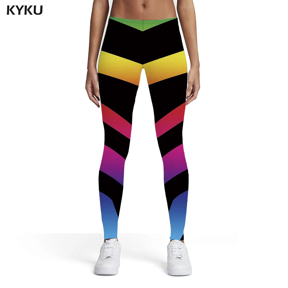 KYKU Zebra Leggings Women Stripe Spandex Colorful Trousers Rainbow Printed pants Womens Leggings Pants Casual Jeggins Skinny fabletics leggings