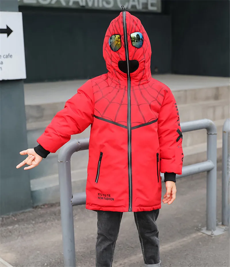 Crianças para Baixo Homem-aranha com Capuz Cabolsa de Inverno Cabolsa para 3-12years Jaqueta Cabolsa Moda Grosso Dwon Criança Meninas Meninos Roupas Outerwear 11 com capuz grosso dwon casaco para 3-12years