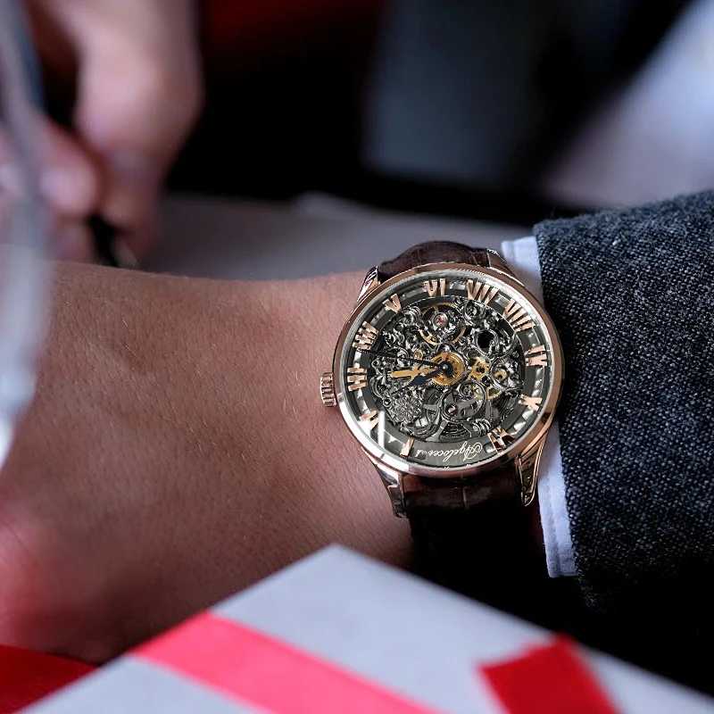 AGELOCER, часы со скелетом, мужские часы, швейцарский Топ бренд, Роскошные мужские часы, деловые мужские наручные часы, Hodinky Relogio Masculino