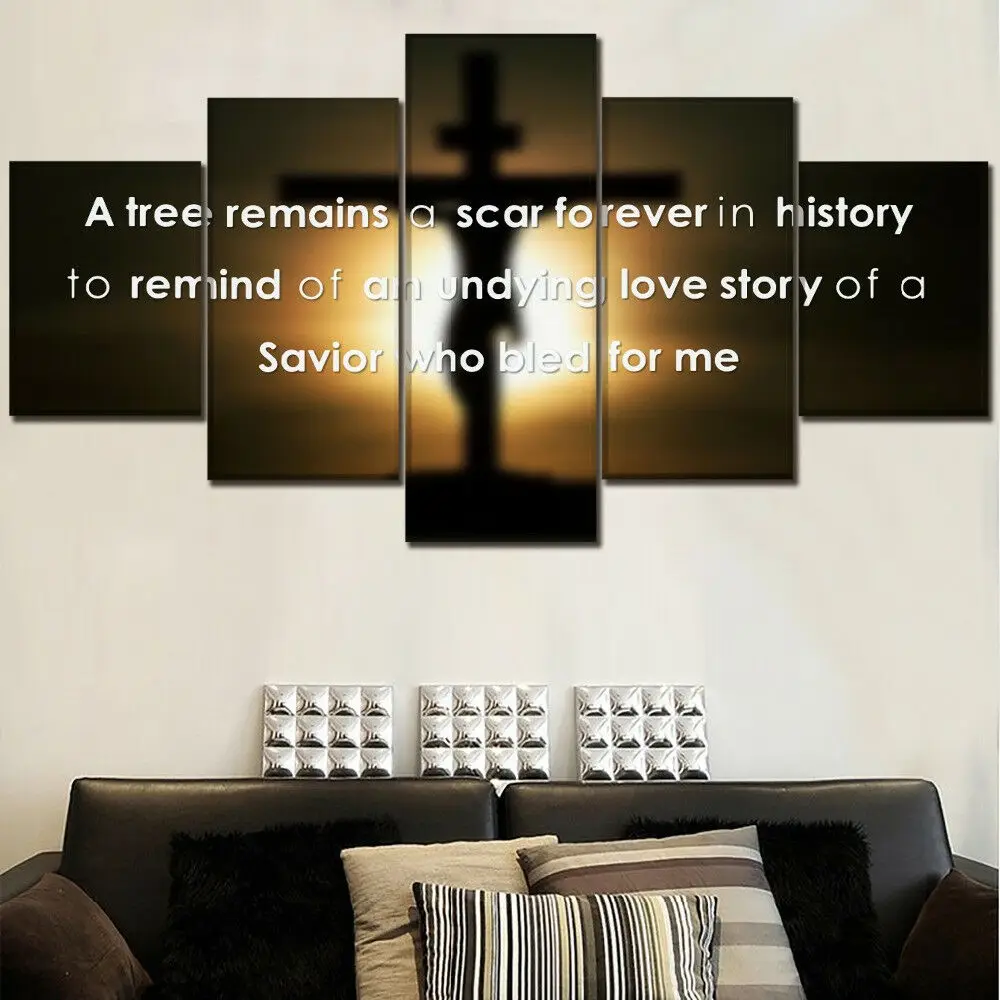 

No Framed Jesus Christ Savior Christian Religion 5 Pcs Canvas Picture Print Wall Art Canvas Painting Wall Decor for Living Room