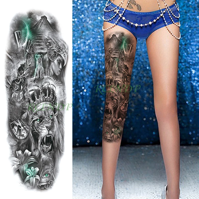 Waterproof Temporary Tattoo Sticker bird eagle movie characters girl warrior knife full arm fake tatto flash tatoo for men women - Цвет: Светло-серый