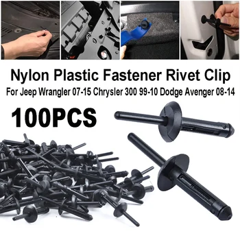 

100PCS Plastic Auto Rivet Clip for Jeep Wrangler 07-15 Chrysler 300 99-10 Dodge Avenger 08-14 Nylon Fastener Car Accessories