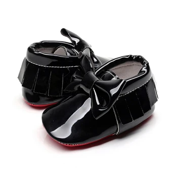 

Infant Toddler Soft Soled PU Crib Shoes 0-24M Sets Newborn Baby Boys Girls Bow Tassel Anti-Slip Fashion First Walkers Shoes
