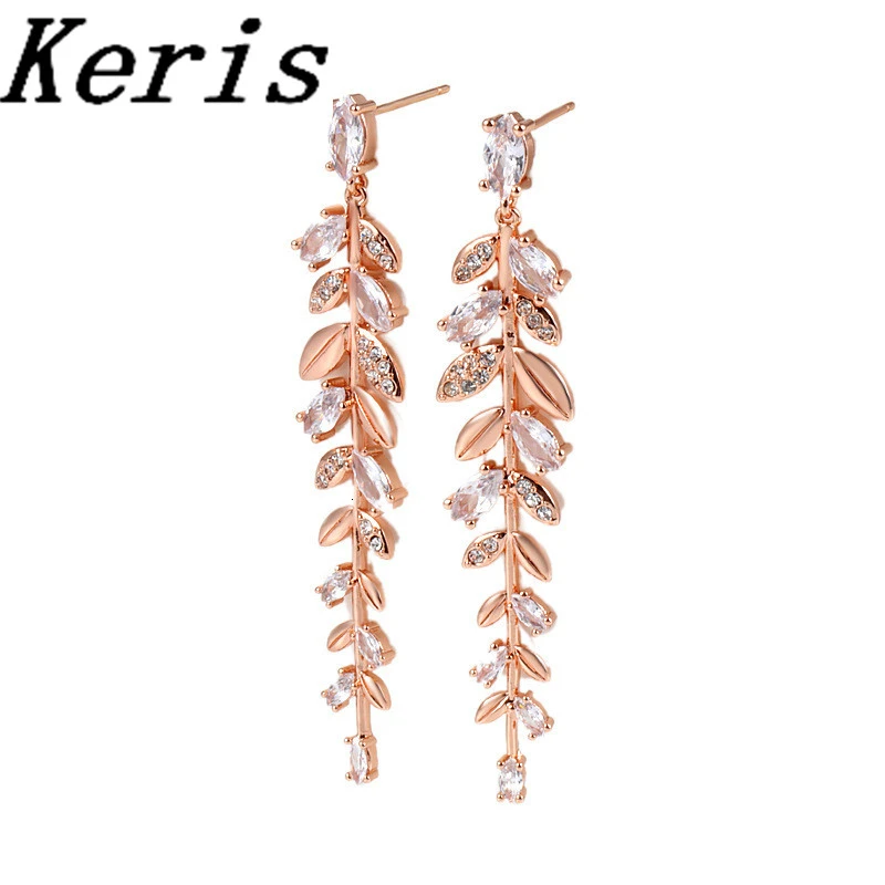 

Swa new high quality hollow leaf Long female earrings