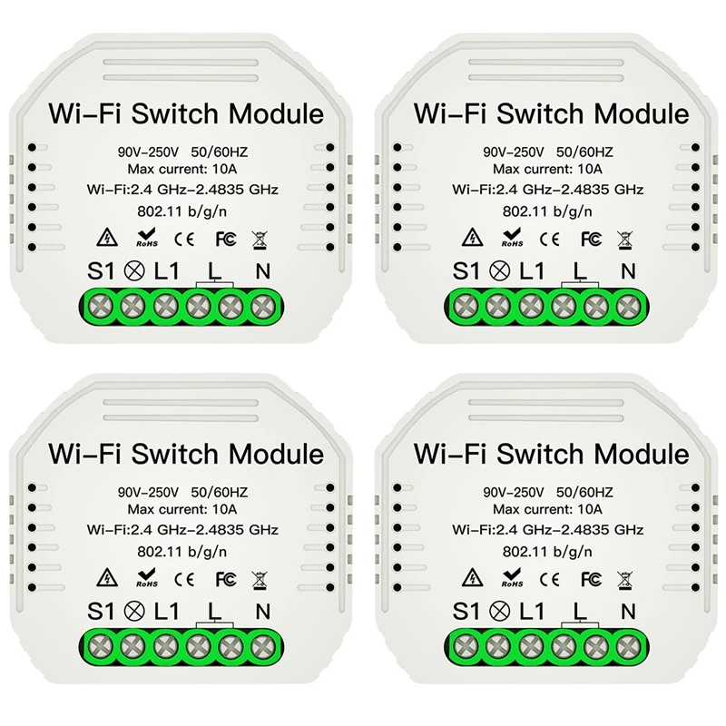 

2 Way Wifi Smart Light Switch Diy Relay Module Smart Life/Tuya APP Wireless Remote Control Works with Alexa Echo Google Home(4Pc