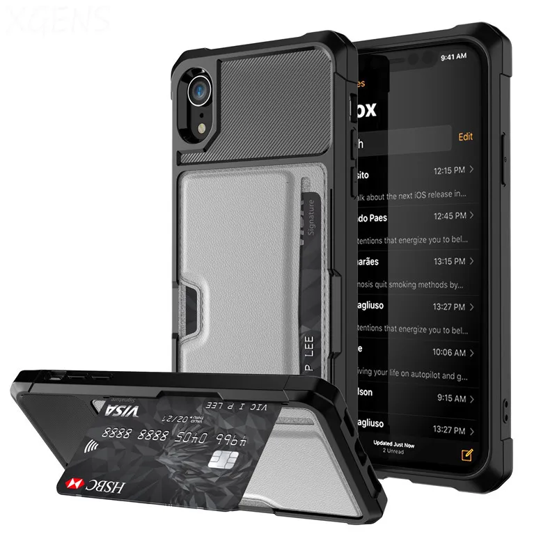Кожаный чехол-кошелек с отделением для кредитных карт iPhone X XS MAX XR 6 6s 7 8 Plus