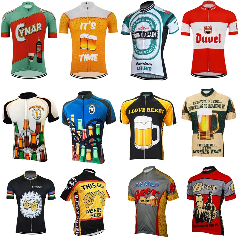

New men's Cycling Jersey Long Sleeve Classic retro beer Short sleeve Bicycle Cycling Clothing Bike Wear Clothes Maillot Ciclismo