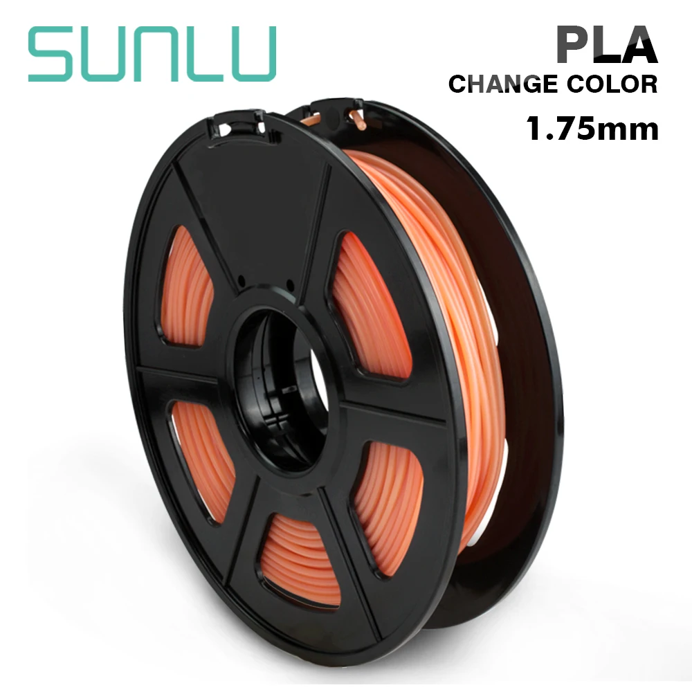 SUNLU 3d принтер PLA нити изменение температуры цвет 1 кг катушка 1,75 мм точность измерения+/-0,02 мм оранжевый в зеленый нити