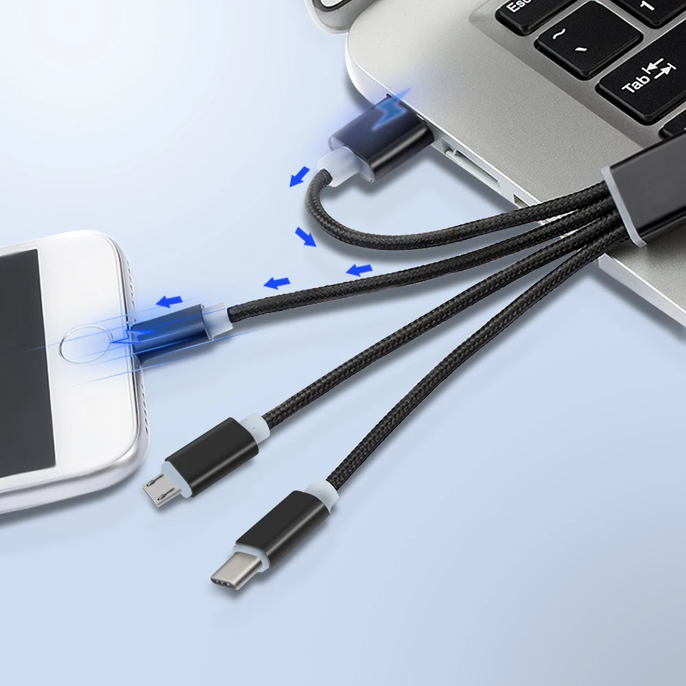 Мини 3 в 1 USB кабель брелок Портативный короткий Micro usb type C мульти зарядное устройство кабель для Xiaomi huawei iPhone Быстрая зарядка