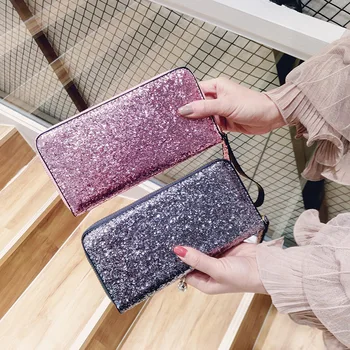 

2020 Fashion Luxury Women Wallet Long Sparkly Sequined Clutch bag PU Leather Lady Phone Bag Coin Purse Money Bag Female Wallets