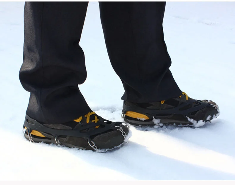 Hewolf Outdoor Sport Climbing Hiking Antiskid Crampons 8 Teeth 35-45 Anti-Slip Ice Gripper Cleats Shoe Boot Grips Crampon Chain