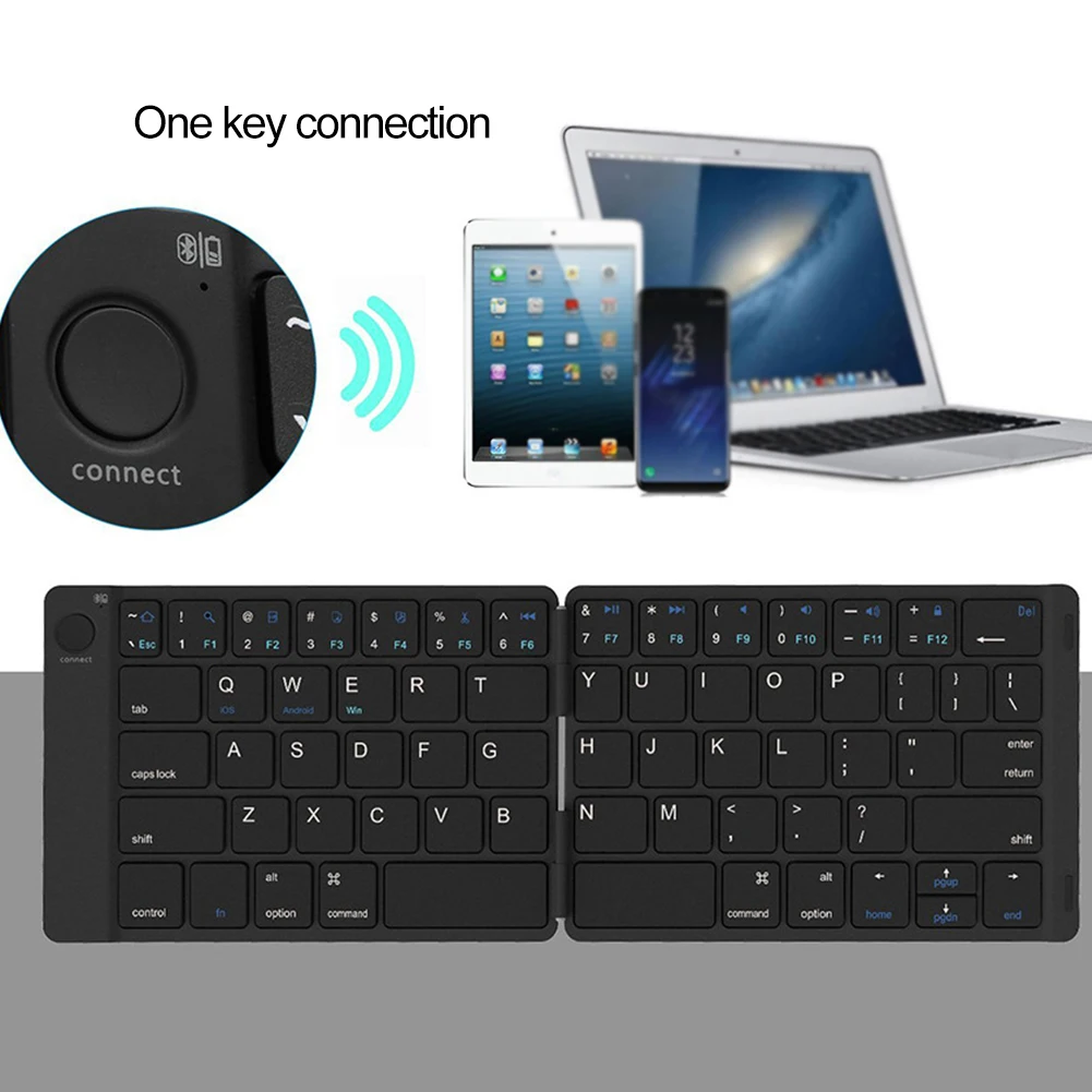 Bluetooth клавиатура перезаряжаемая настольная Беспроводная дорожная кожаная крышка ультра-тонкий черный складной карманный размер открытый для Windows