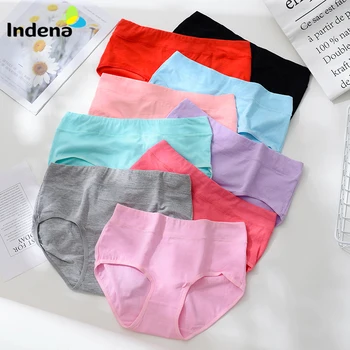 

New Women's Underpants Cotton Underwear Girls Solid Color Briefs Lingerie Female Underwear L-XXL Plus Size Dropship