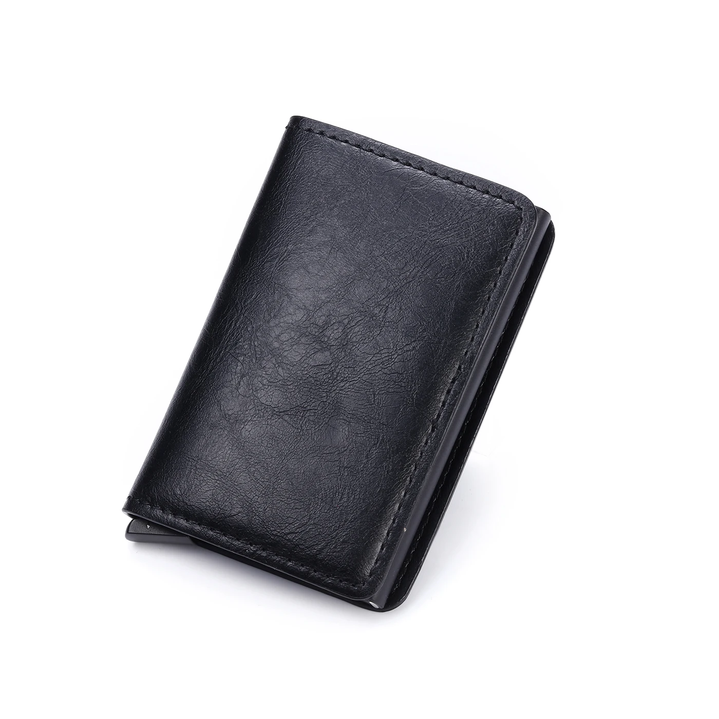 Bycobecy Высокое качество RFID унисекс классические кошельки сумка для денег мини кошелек Тонкий кошелек 8 цветов ID держатель для карт маленький кошелек - Цвет: Black CZ0008