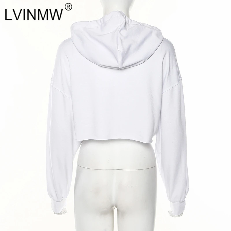 LVINMW, повседневные, белые, с буквенным принтом, с длинным рукавом, толстовки, осень, для женщин, хлопок, свободный, короткий топ, женская уличная одежда, толстовки, топы