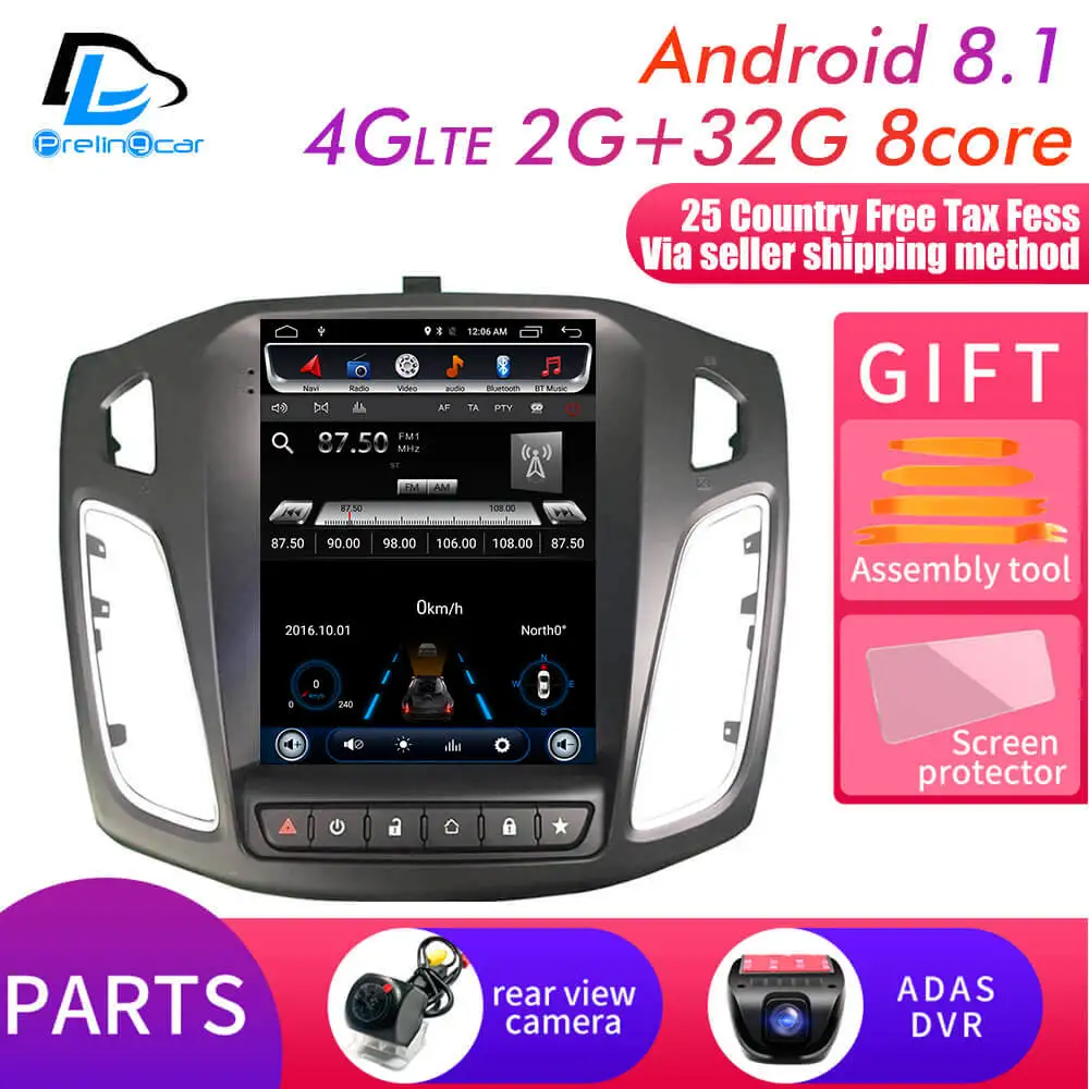4G 2G32G add DVR 32G rom вертикальный экран android 9,0 Автомобильный gps Мультимедиа Видео Радио плеер для ford focus салон 2012- лет Навигация стерео - Цвет: 4G 2G32G add DVR