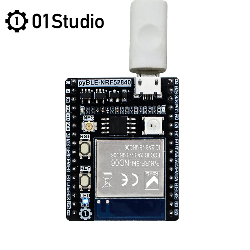 01Studio pyBLE NRF52840 модуль Bluetooth макетная демо плата с низким энергопотреблением
