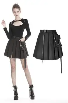 

Darkinlove Women's Gothic Black Pleated Mini Skirt With Waist Pockets KW152