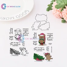 CH חג המולד אורן דובים מתכת חיתוך מת ו בולים DIY רעיונות כרטיס סטנסיל נייר מלאכה בעבודת יד(China)