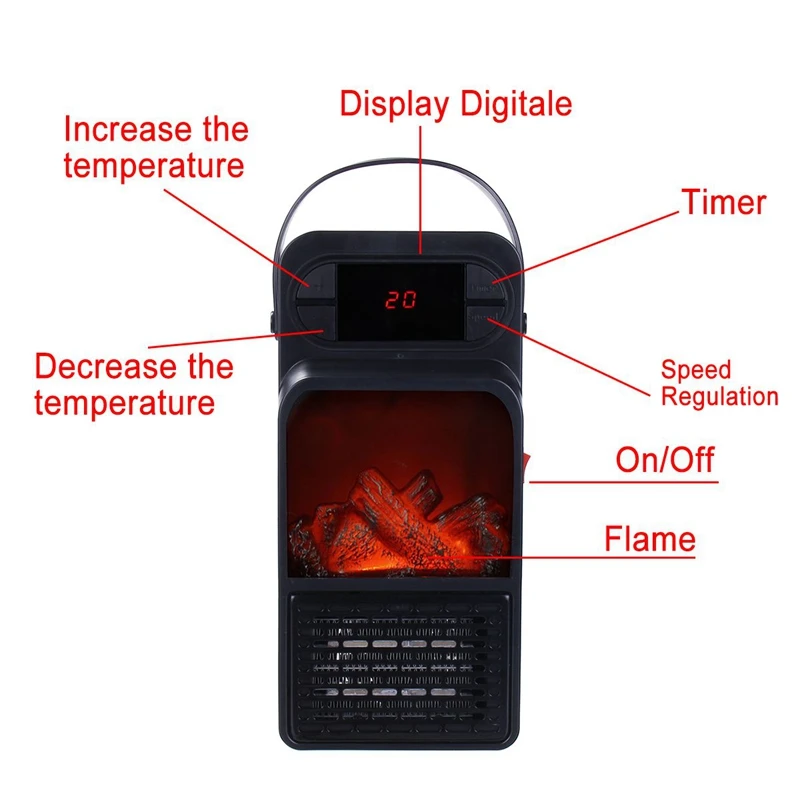 ABRA-Handle Space Heater 900 Вт Светодиодный дисплей мини-настенный Электрический обогреватель с европейской вилкой Бытовой настенный обогреватель с вентилятором для H