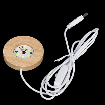 

Wood Light Base Rechargeable Remote Control Wooden LED Light Rotating Display Stand Lamp Holder Lamp Base Art Ornament