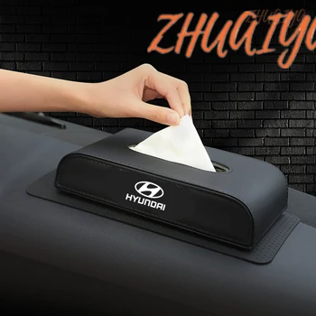 

Car Tissue Box Cover Tissue Box Boxes holder PU Leather towel inside paper Block Accessories For logo i20 i30 i35 iX35