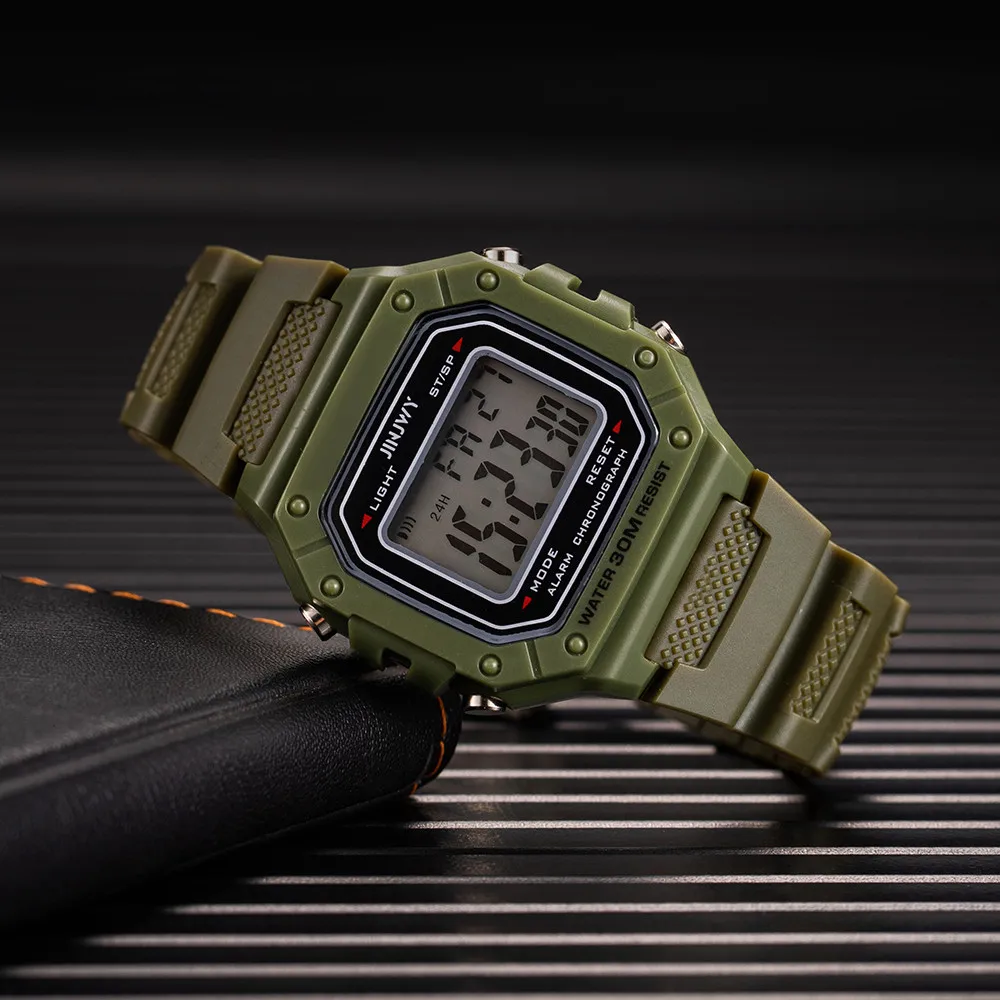 New Men's Sports Watch Led Electronic Digital Mens Watches 2021 Fashion Casual Army Green Waterproof Man Clock Relogio Masculino