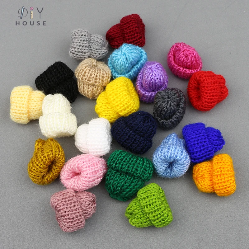Craft Supplies 10-50Pcs Knitting Color Mini Hats DIY Craft Supplie Kids Headwear Hair Accessories Brooch Crochet Decor Toys Ornaments Small Cap