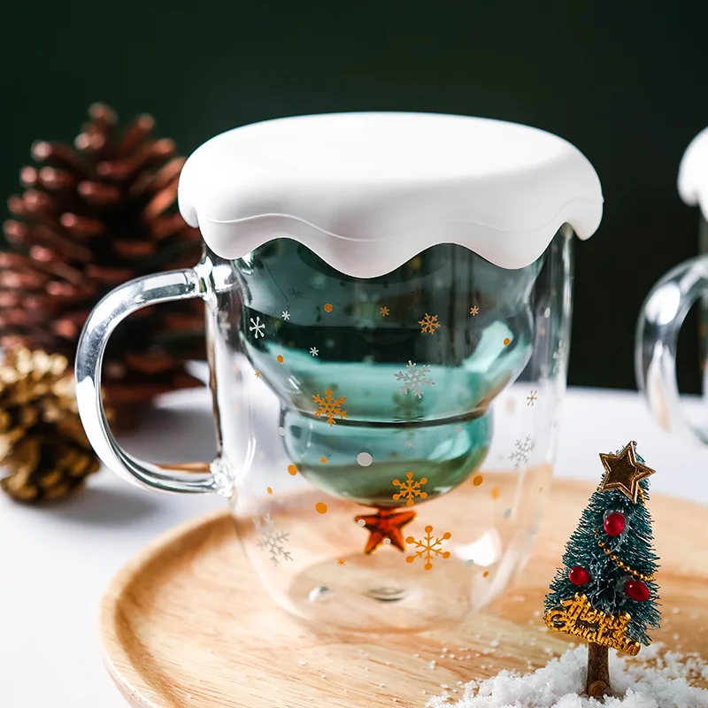 Креативное 3D прозрачное двойное стекло с защитой от ожогов Рождественская елка