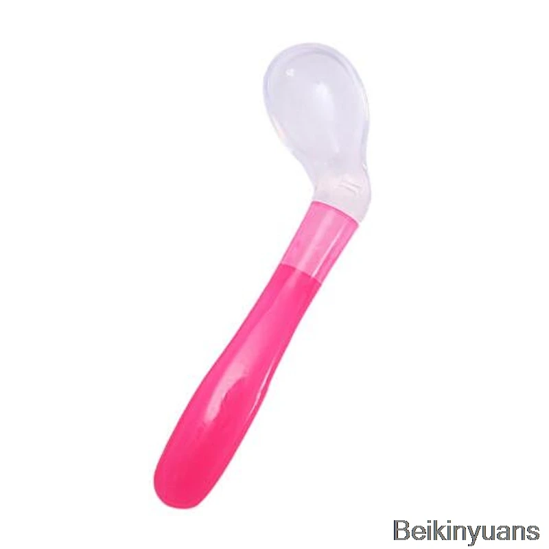 Pink Ложка для кормления ребенка, мягкая силиконовая ложка для ребенка, ложка для кормления, прибор для кормления, посуда, милый подарок для детей - Цвет: Pink
