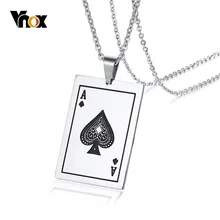 Vnox Lucky Ace Of Spades мужское ожерелье Серебряный тон покерный кулон для мужчин из нержавеющей стали казино Фортуна игральные карты