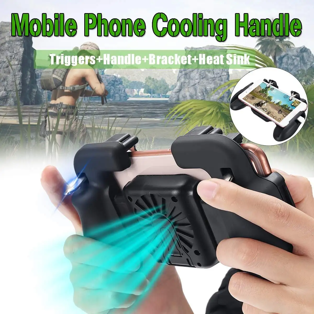  Gaming Gamepad Trigger For PUBG with Cooler Cooling Fan L1 R1 Shooter Joystick Handle For IPhone An