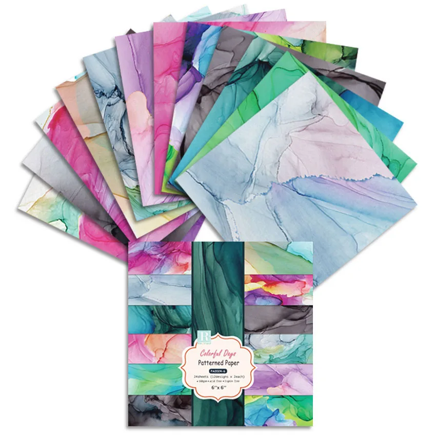 24 sheets 6"X6" Colorful Days Patterned Paper Pad DIY Scrapbooking Paper Pack Handmade Craft Background Pad Alinacutle