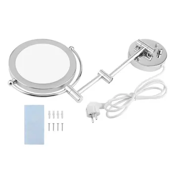 

8 Inch LED Bathroom Cosmetic Mirror Knob Type Round Makeup Mirrors Adjustable Wall Mount 7x Magnifying Mirror EU Plug