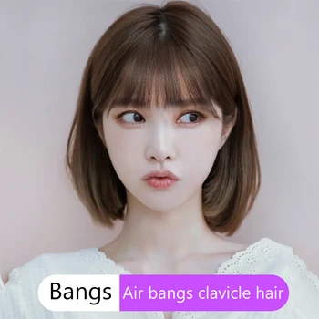 

XUANGUANG Synthetic Short Straight Bob Hair Extensions Fake False Topper For Women Hand Made Brown Black