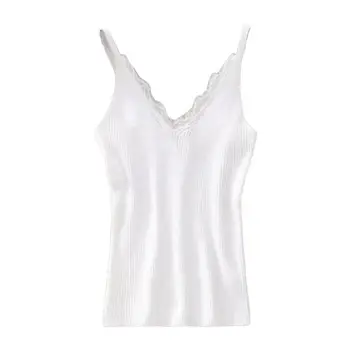 

Women Lace Bra Female Lace Top Bra Summer Ladies Cotton Slim Camis Women Solid Color Lace Trim V Neck Sleeveless Vest Tank Top