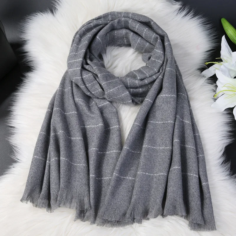Дизайнерский зимний женский шарф в полоску Теплые кашемировые шарфы шали женские роскошные брендовые пашмины Модный женский длинный шарф бандана - Цвет: see chart 5