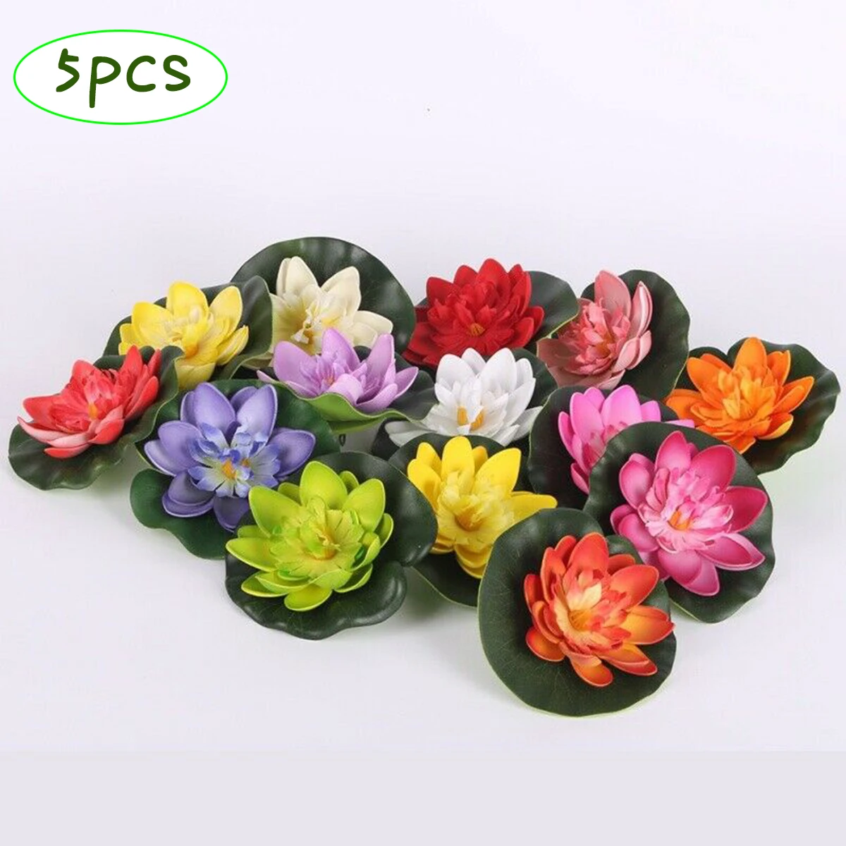 

5PCS/Set Colorful Artificial Fake Floating Water Lily Flower Lotus Leaf Pond Plants Garden Pool Decor