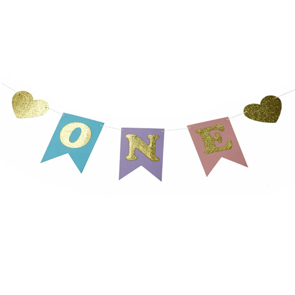 New Baby First Birthday Blue Pink Chair Banner ONE Year 1st Birthday Party Decoration Boy Girl I AM ONE Bunting Supplies