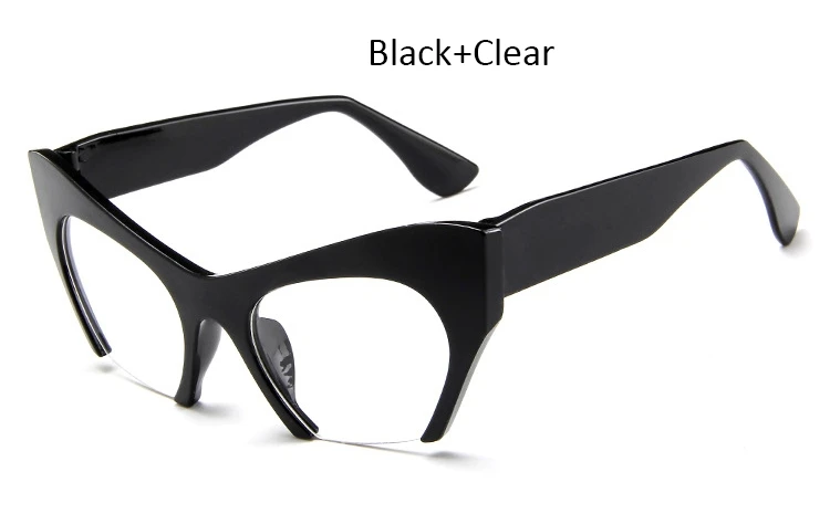 Black Clear Роскошные негабаритные солнцезащитные очки кошачий глаз, женские брендовые Винтажные Солнцезащитные очки с большой оправой для женщин, женские солнцезащитные очки с оправой - Цвет линз: Black Clear