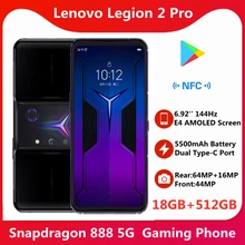 Global Rom Lenovo Legion 2 Pro 18GB RAM 512GB ROM 5G Gaming Phone 6.92'' 140Hz AMOLED E4 Screen 5500mAh Snapdragon 888 NFC