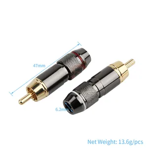 Image 3 - 8pcs Hifi RCA Male Plug Pure Copper Gold Plating 6mm RCA Connector Solder Video Audio Adapter RCA Socket Terminals Speaker Cable