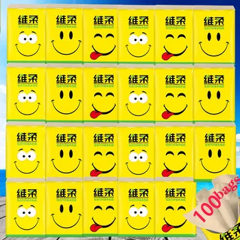 

100 Packets Of Mini Paper Towel Pure Wood Fragrance Free Napkin 3-Layer Portable Paper Napkin