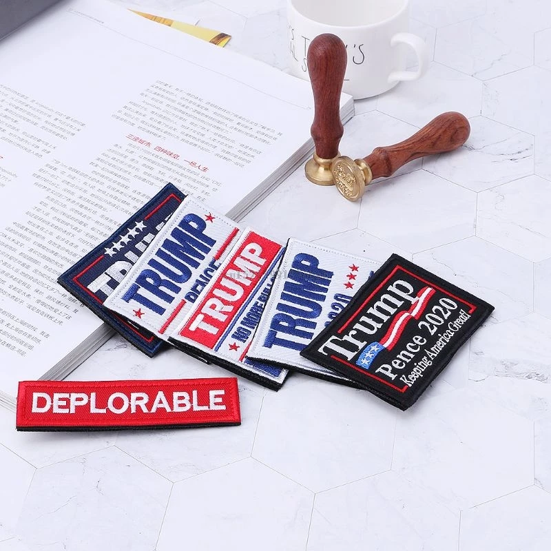 Полная вышивка Трамп патч прикрепить повязку аппликация плечо швейный значок ткань
